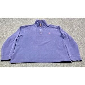 Polo Ralph Lauren Quarter Zip Pullover Mens Large NavyCotton Ribbed Knit Logo